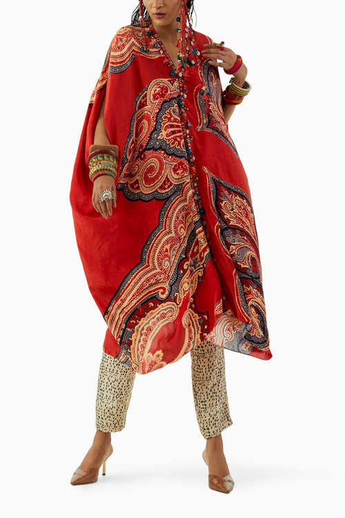 Sindoor Printed Ritu Kaftan Tunic and Trouser Set