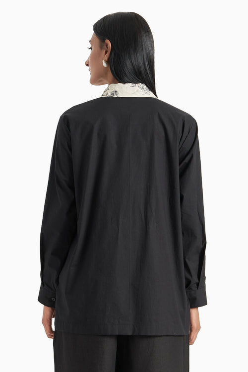 White Noble Ground Lawn Printed Pleated Shirt