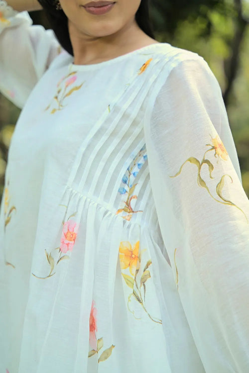 White Cotton Chanderi Co-ord