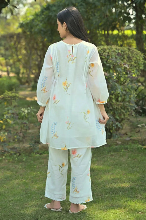 White Cotton Chanderi Co-ord
