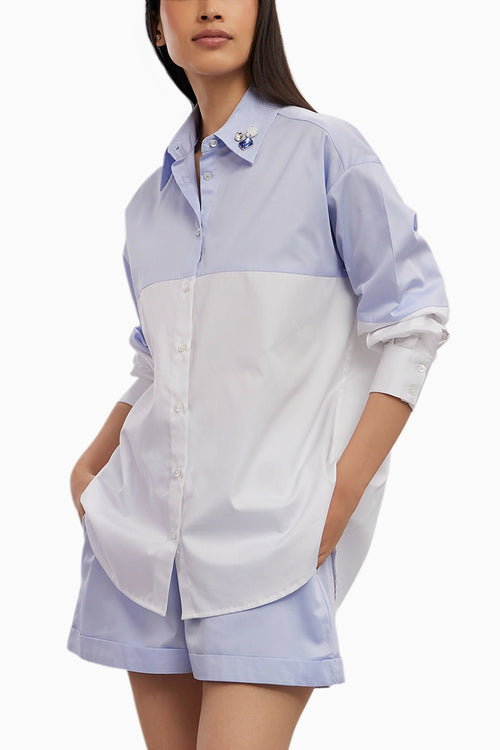 Sky Blue Swarovski Block Shorts Co-ord Set