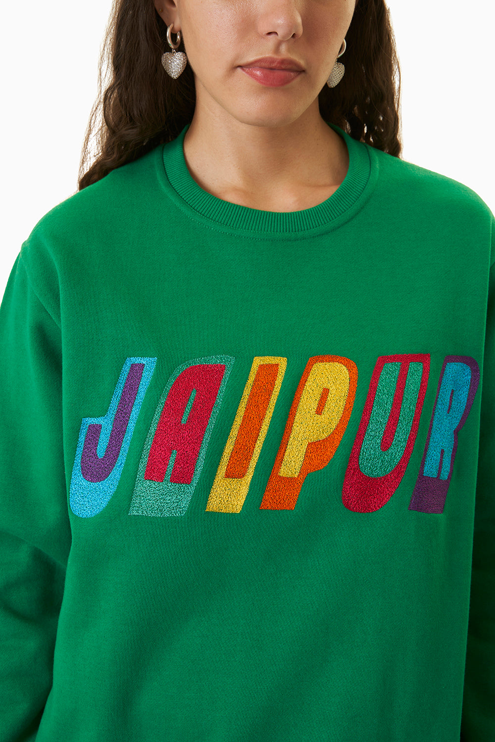 Green Jaipur Embroidered Sweatshirt