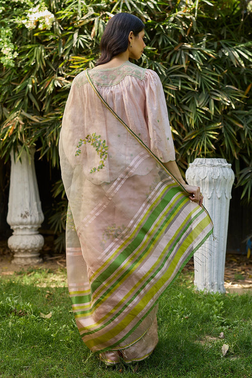 Blush & Berry Pink Jamdani Saree With Blouse