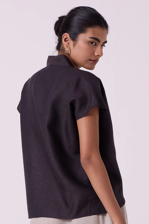 Orion Charcoal Linen Top