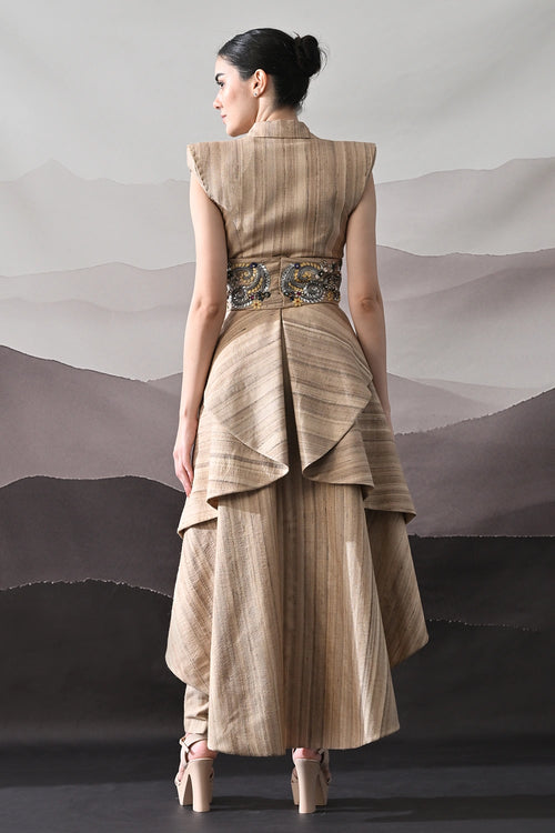 Beige Ensemble With Layered Construction