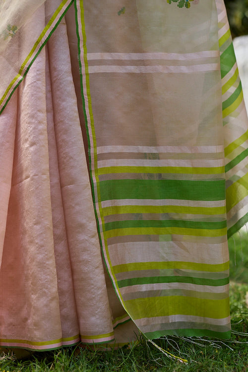 Blush & Berry Pink Jamdani Saree With Blouse