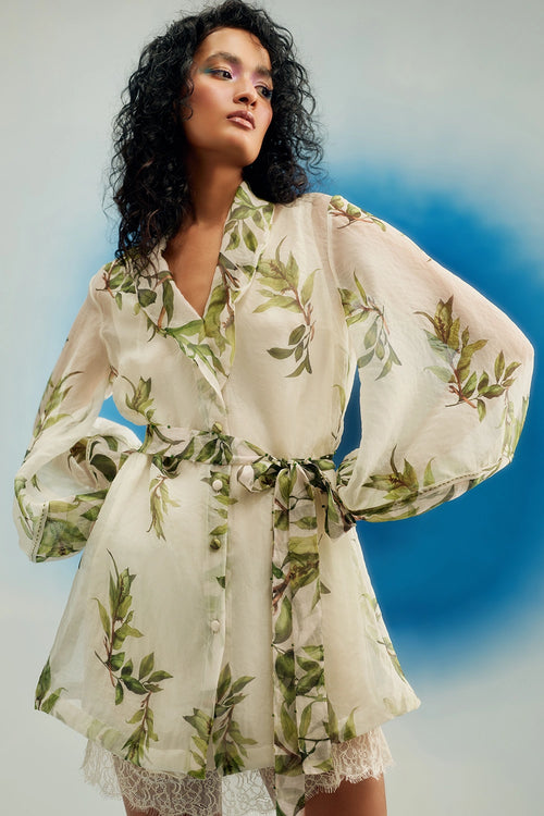 Organza Trench Dress With Belt And Slip