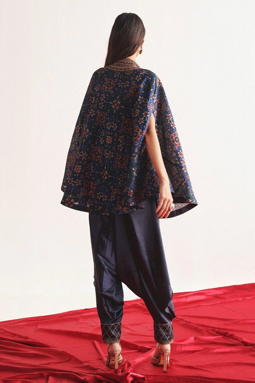 Indigo Marodiwork Short Patola Cape