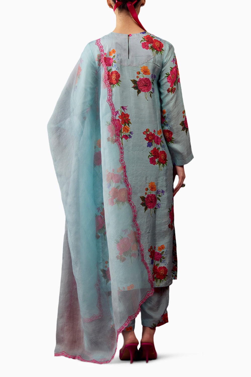 Ethereal Ice Blue & Pink Dupatta