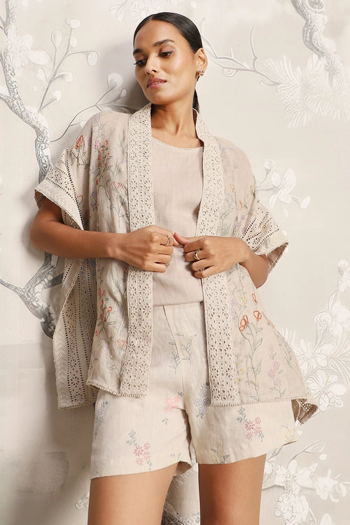 Walk in the Clouds Sand Short Kaftan and Shorts