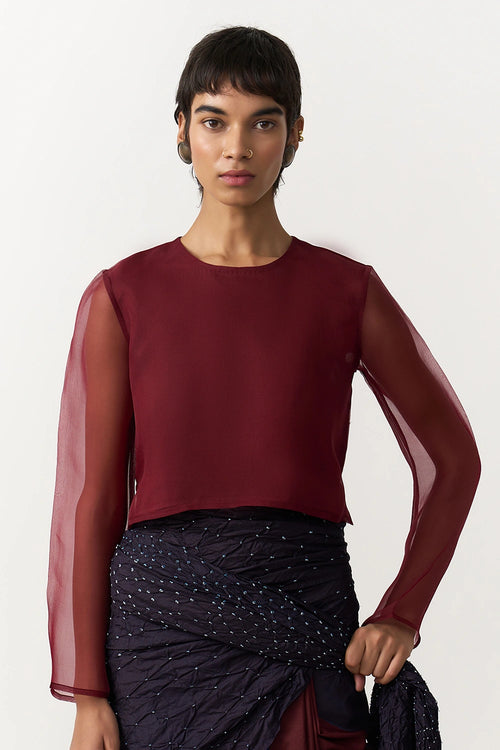Organza Burgundy Blouse