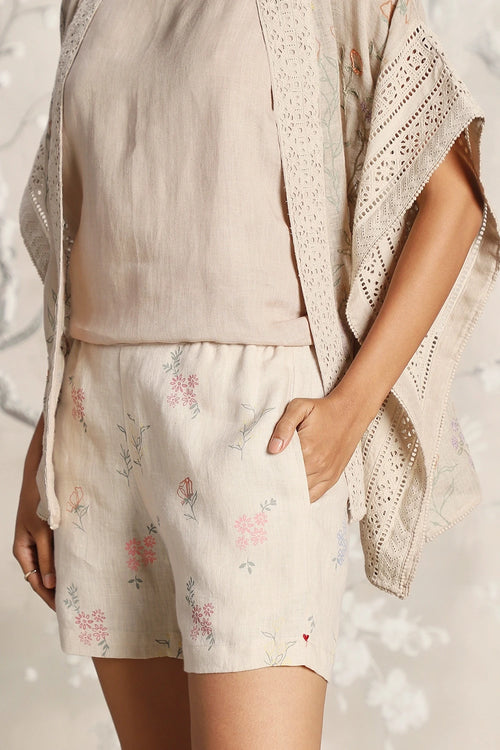 Walk in the Clouds Sand Short Kaftan and Shorts
