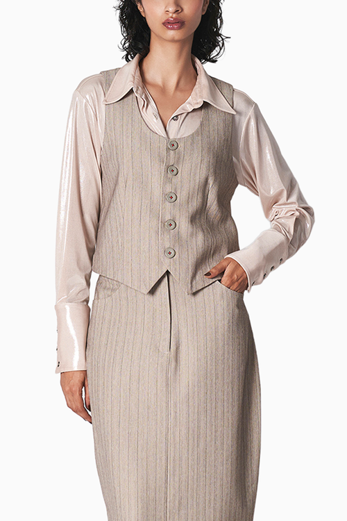 Dull Grey Essential Jersey Shirt and Alex Waist Coat 2.0 with Corp Skirt