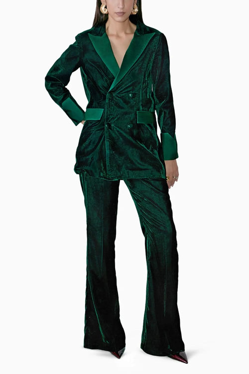 Velvet Double Breasted Blazer Set