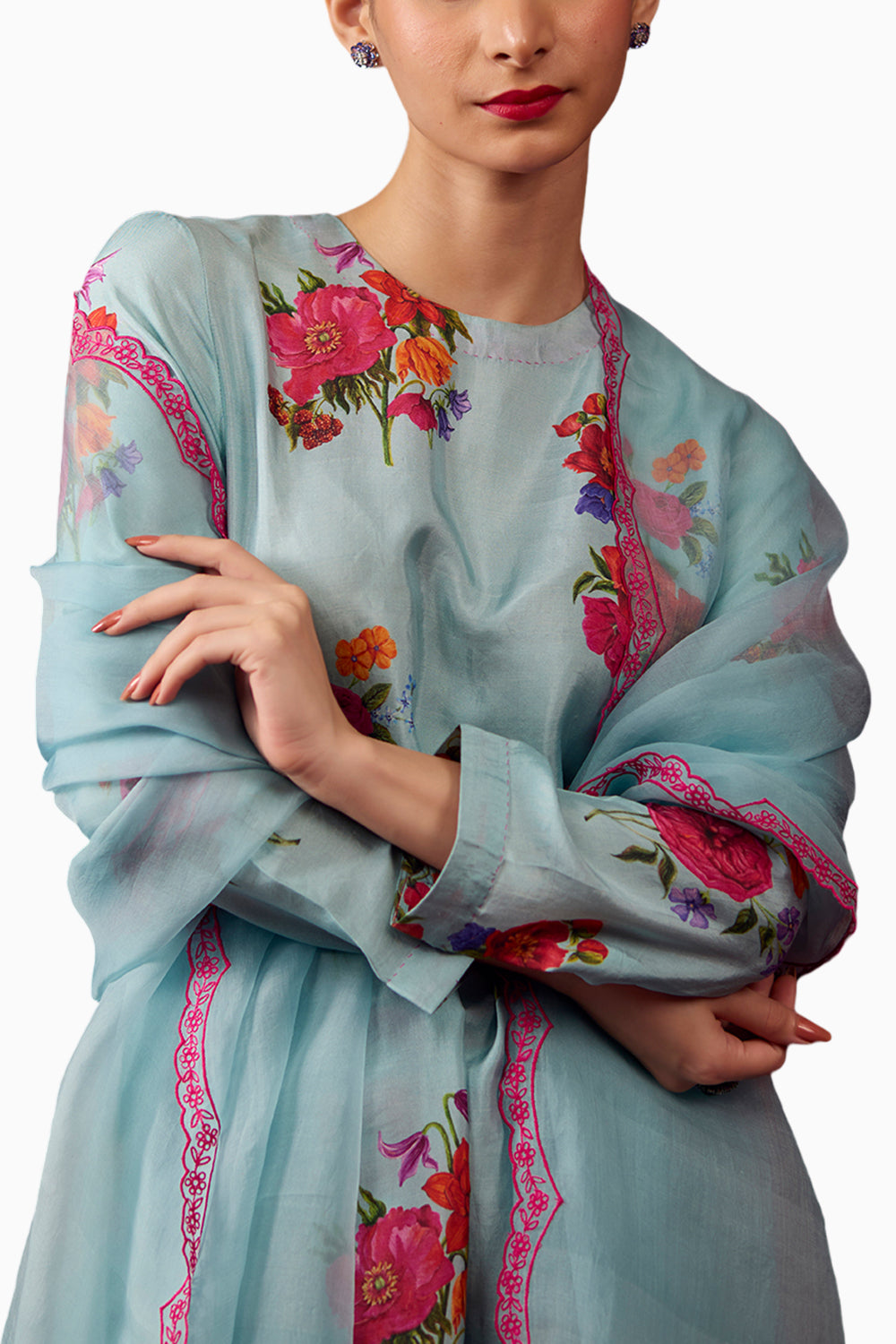 Enchanted Bloom Ice Blue Kurta Set