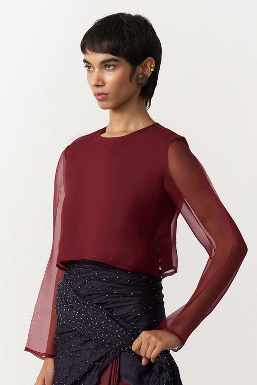 Organza Burgundy Blouse