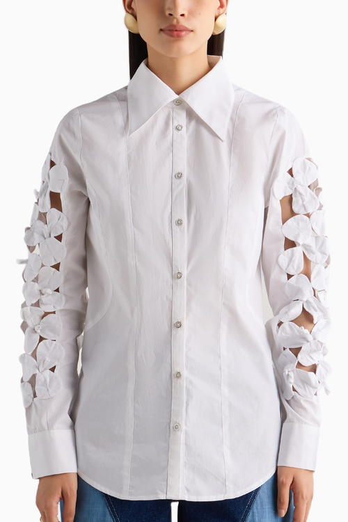 White 3D Flower Shirt