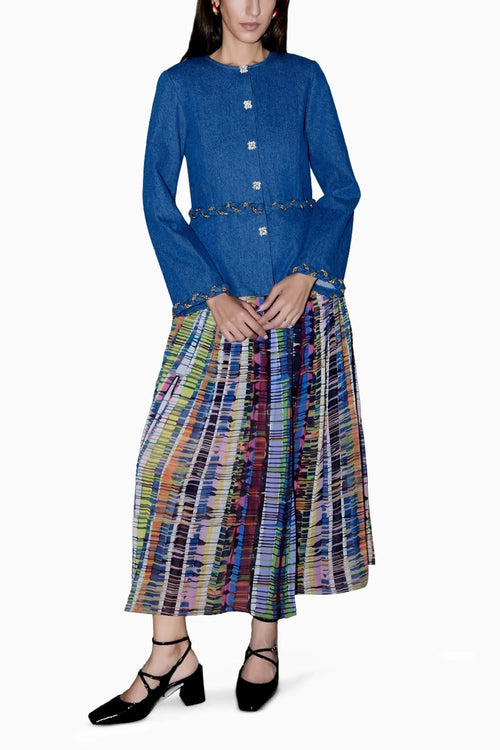 Denim Peplum Skirt Set