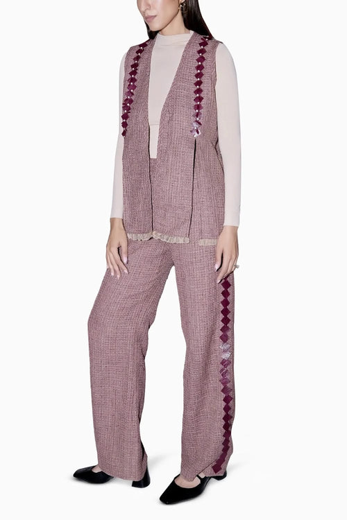 Tweed Sleeveless Jacket Set