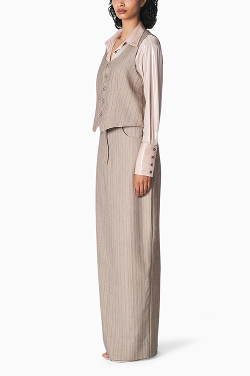 Dull Grey Essential Jersey Shirt and Alex Waist Coat 2.0 with Corp Skirt