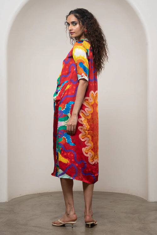 Alya Draped Shirt Dress