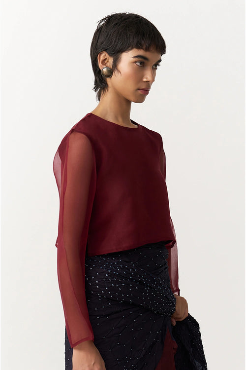 Organza Burgundy Blouse