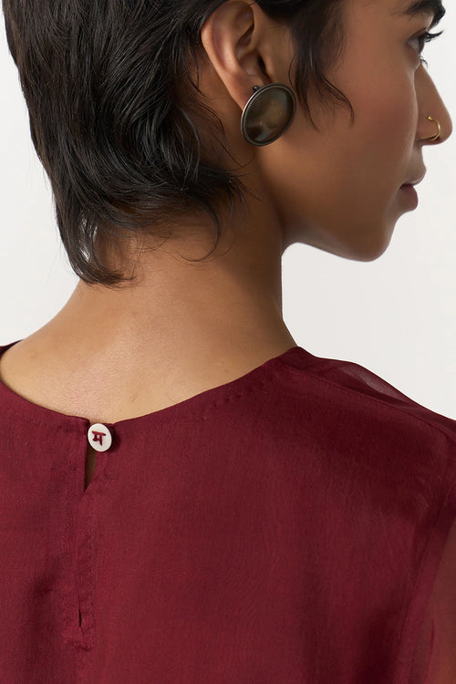 Organza Burgundy Blouse
