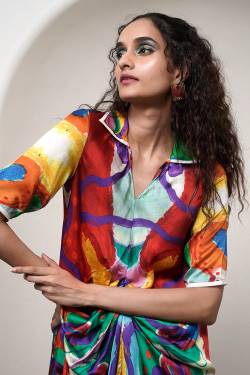 Alya Draped Shirt Dress