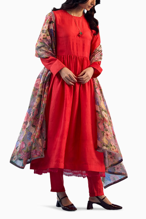 Vibrant Charm Scarlet Kurta Set