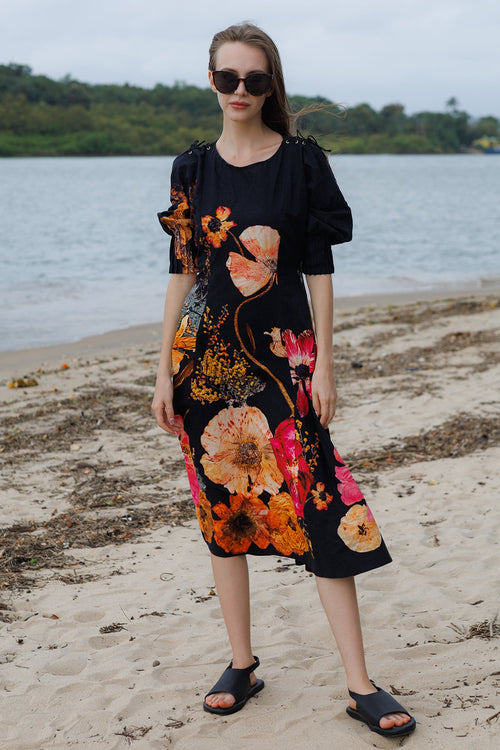 Midnight Blossom Tie Dress