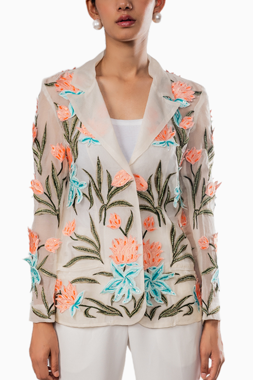 Ivory Organza 3D Jacket