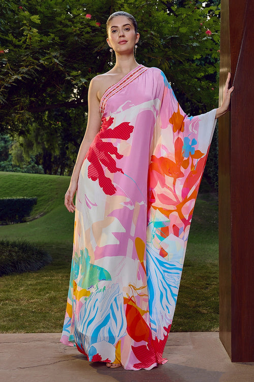 Paradise Hues One-Shoulder Kaftan