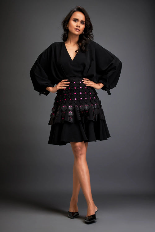 Black Fuchsia Flicker Layered Dress