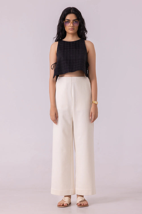 Smith Off White Handwoven Denim Pants