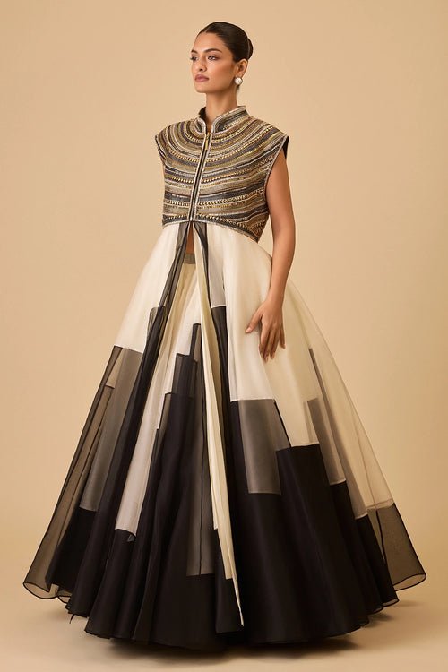 Miraas Metal Anarkali And Skirt Set