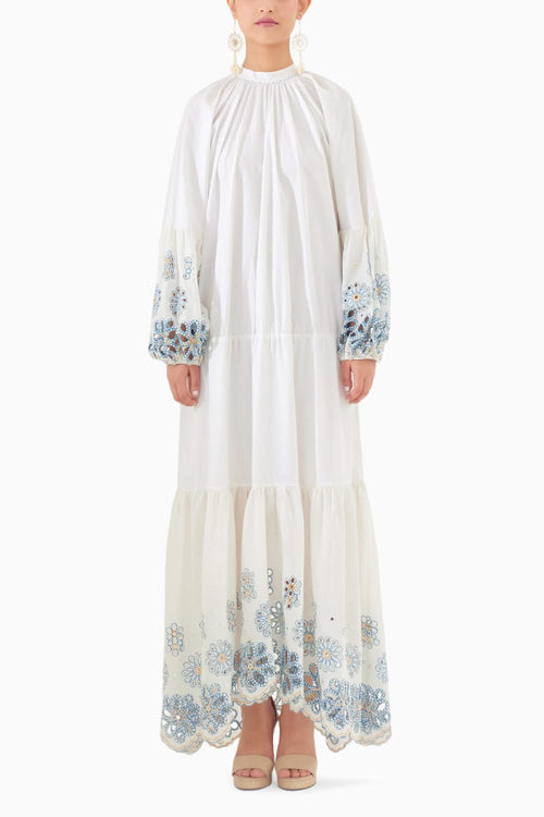 Ivory Schiffli Tier Dress