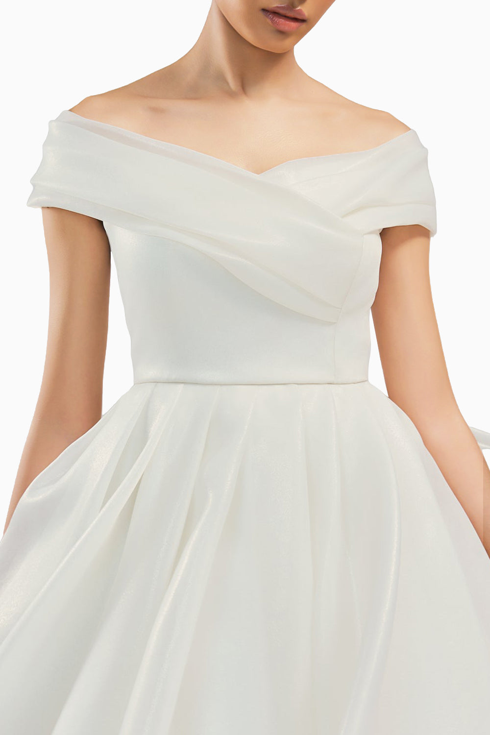 Ivy Pleated Off Shoulder Dress With A Back Bow