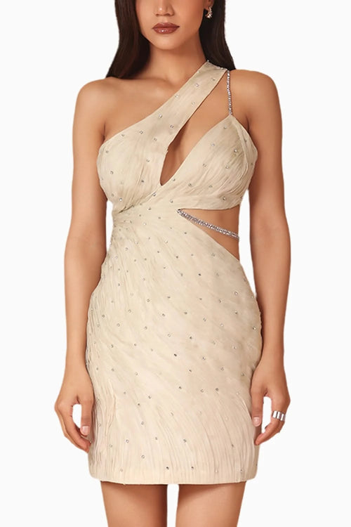 Ivory Textured Cutout Bodycon Dress