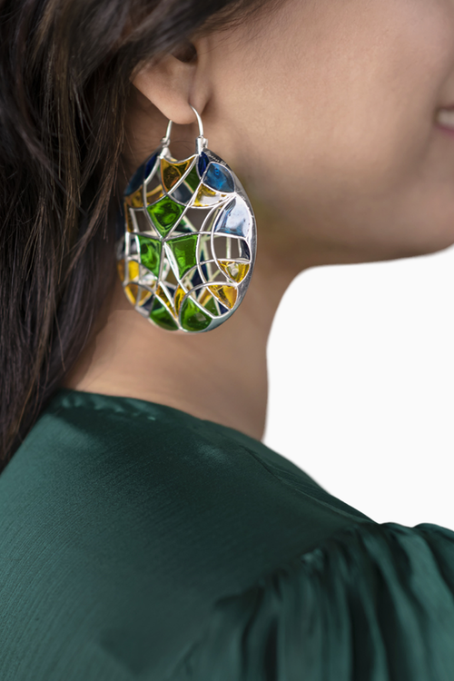 Green Polychrome Hoops
