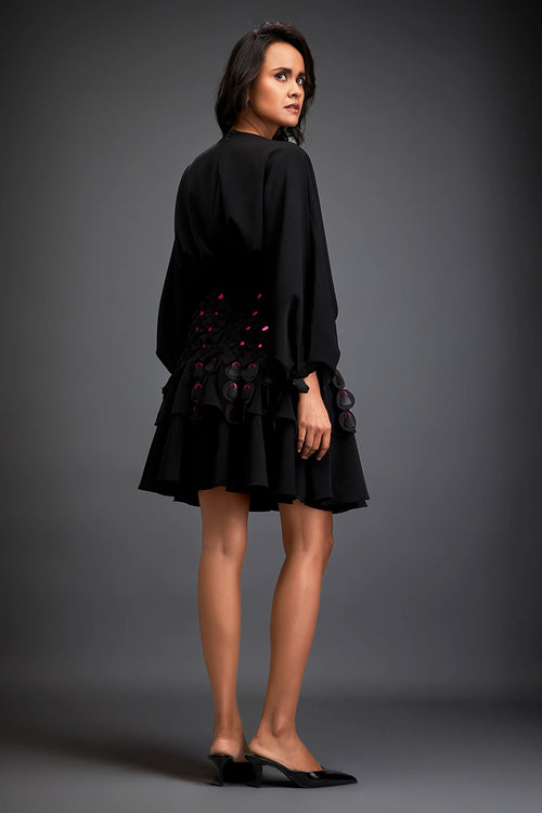 Black Fuchsia Flicker Layered Dress