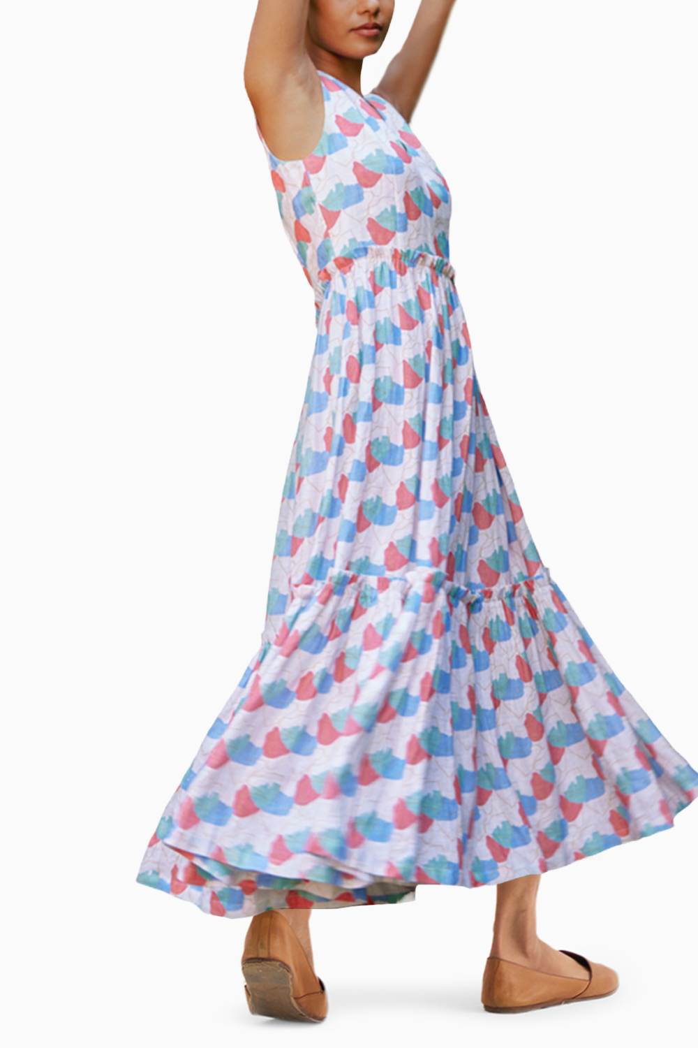 Faraway Floral Printed Tiered Midi Dress