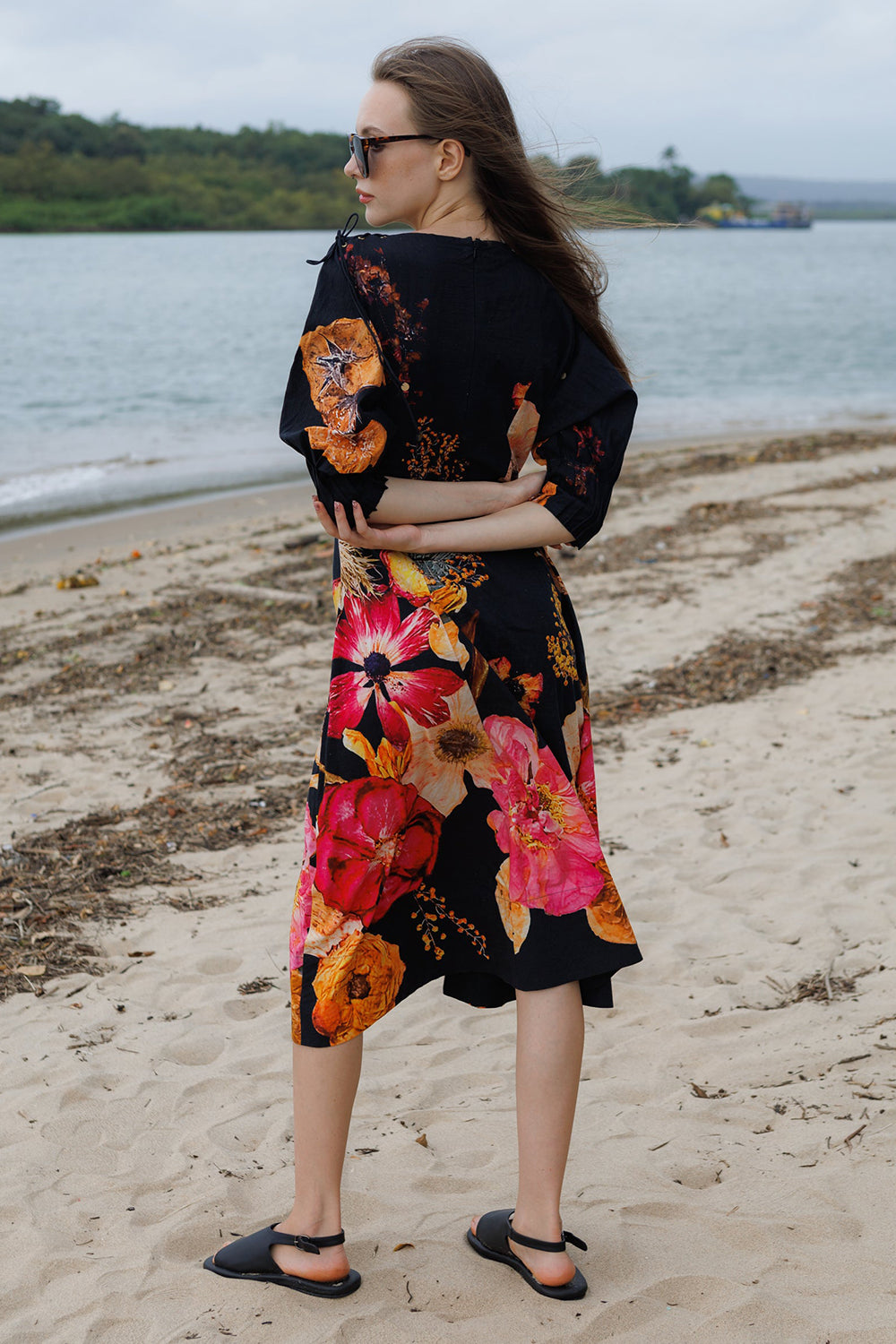 Midnight Blossom Tie Dress