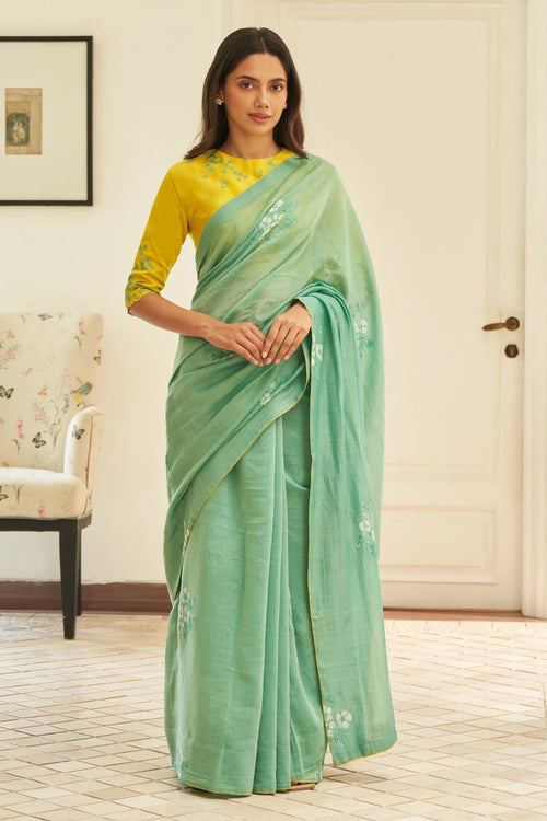 Mint Floral Saree