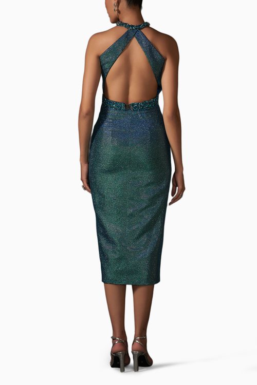 Peacock Blue Halter Neck Co-ord Set