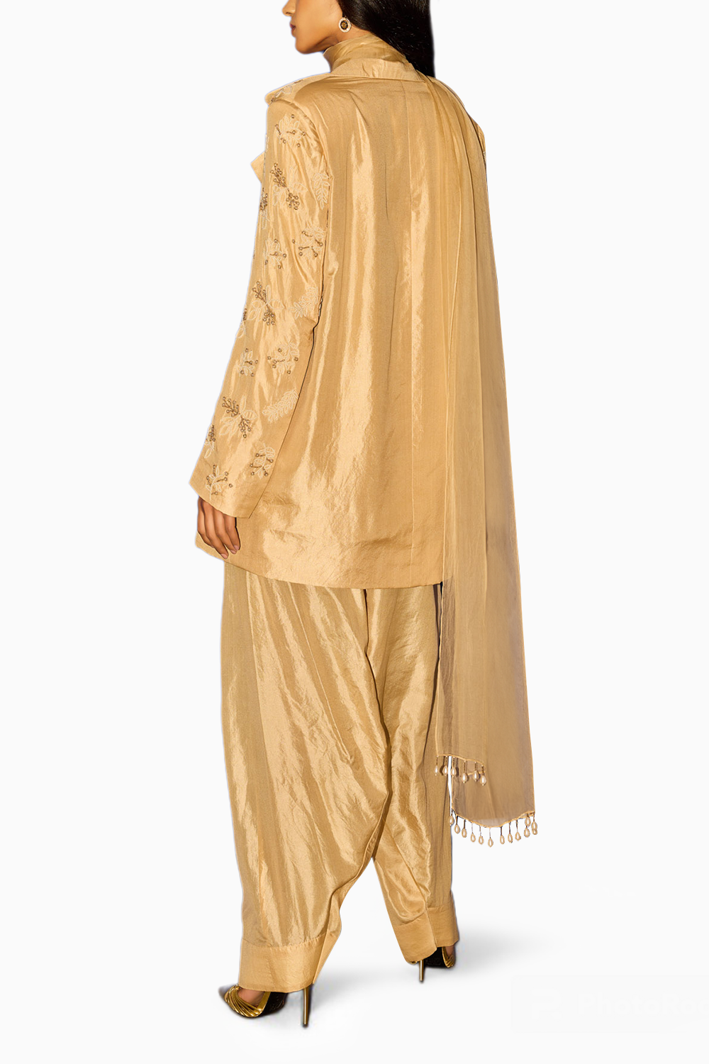 Ivory Oversized Blazer and Salwar with Organza Dupatta