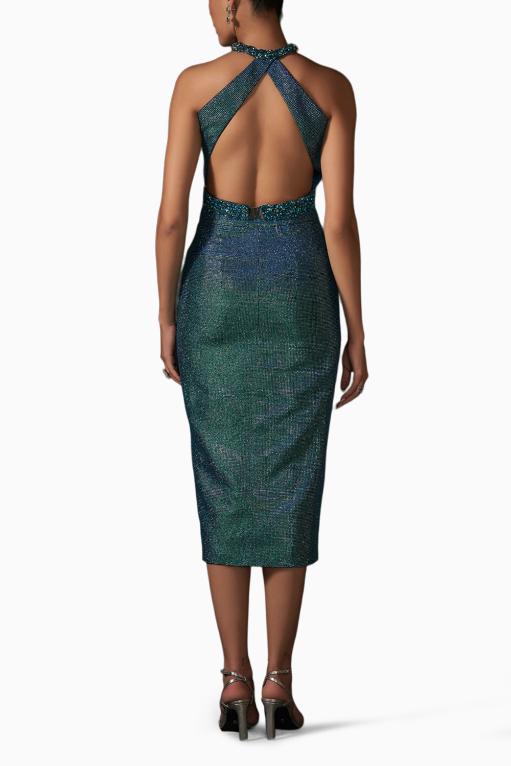 Peacock Blue Halter Neck Co-Ord Set