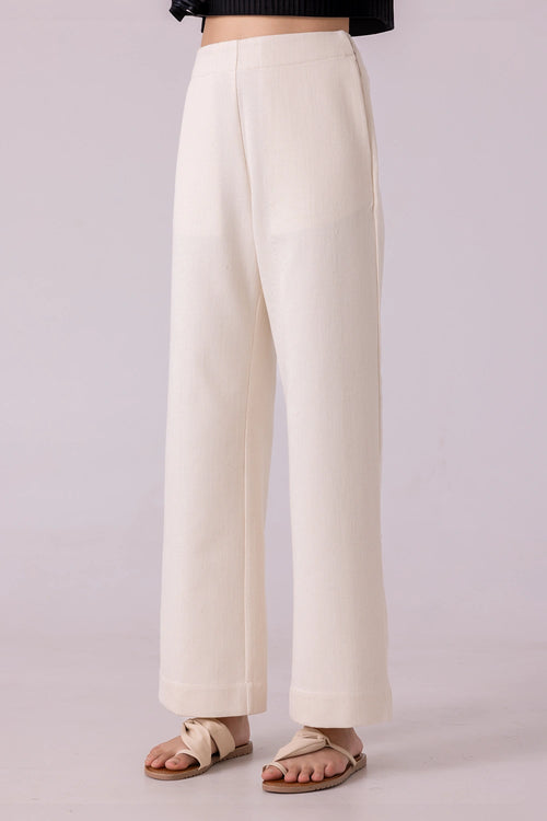 Smith Off White Handwoven Denim Pants