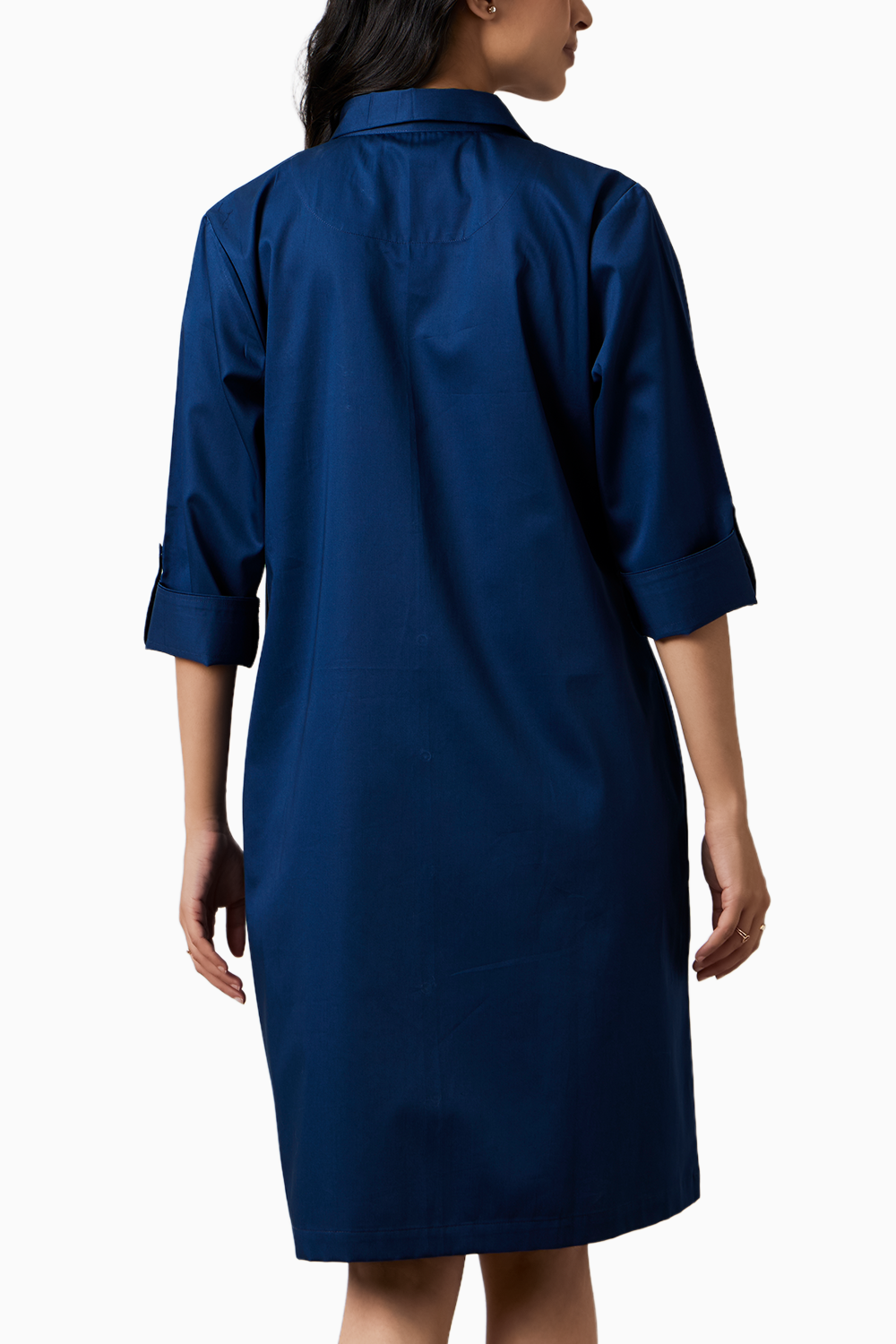 Midnight Blue Pocket Swarovski Shirt Dress