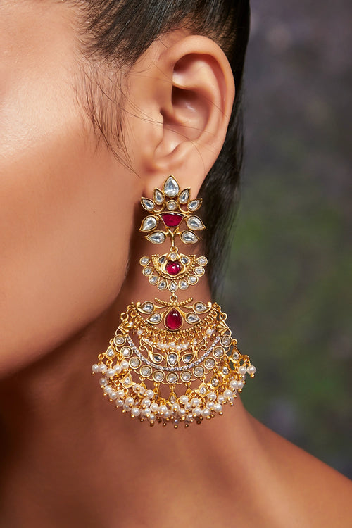 Gilded Crescent Bridal Earrings