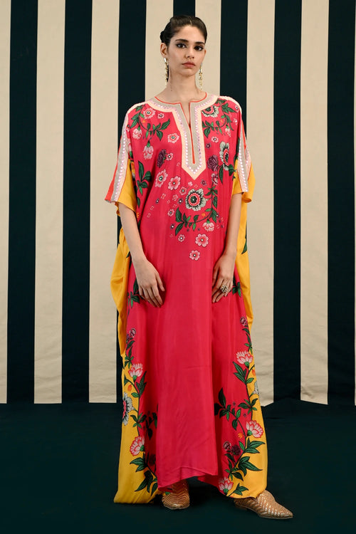 Gulmohar Kavya Kaftan In Fuchsia